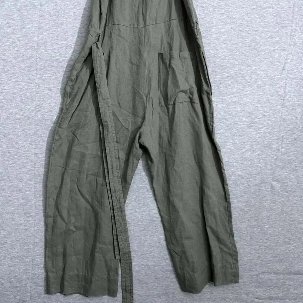 Everlane Women's 6 Sage Green The Linen Side Button Jumpsuit Belted Summer